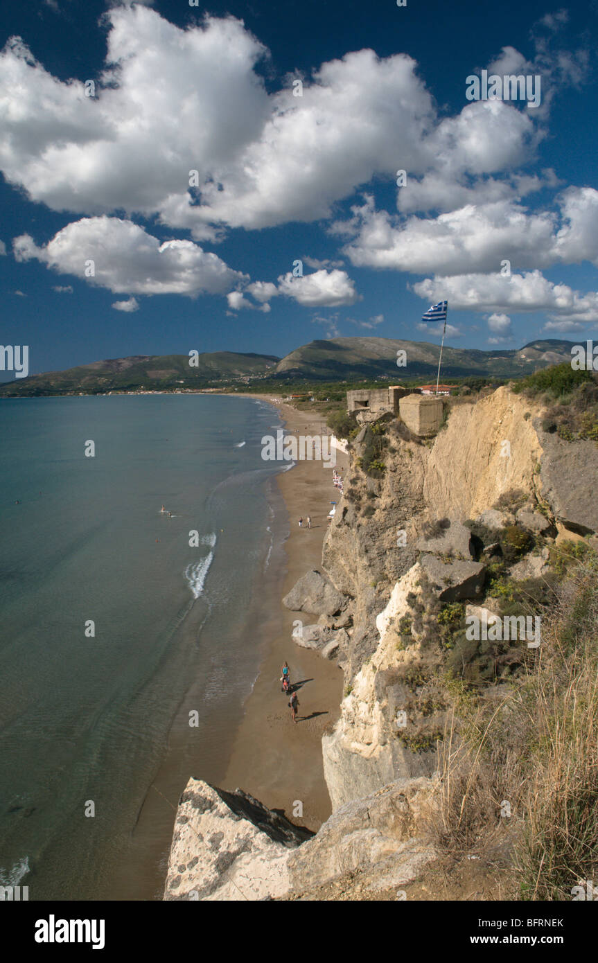 Griechenland. Zakynthos. Zante. Griechische Insel. Oktober. Westen entlang der Strand von Kalamaki, Laganas anzeigen Stockfoto