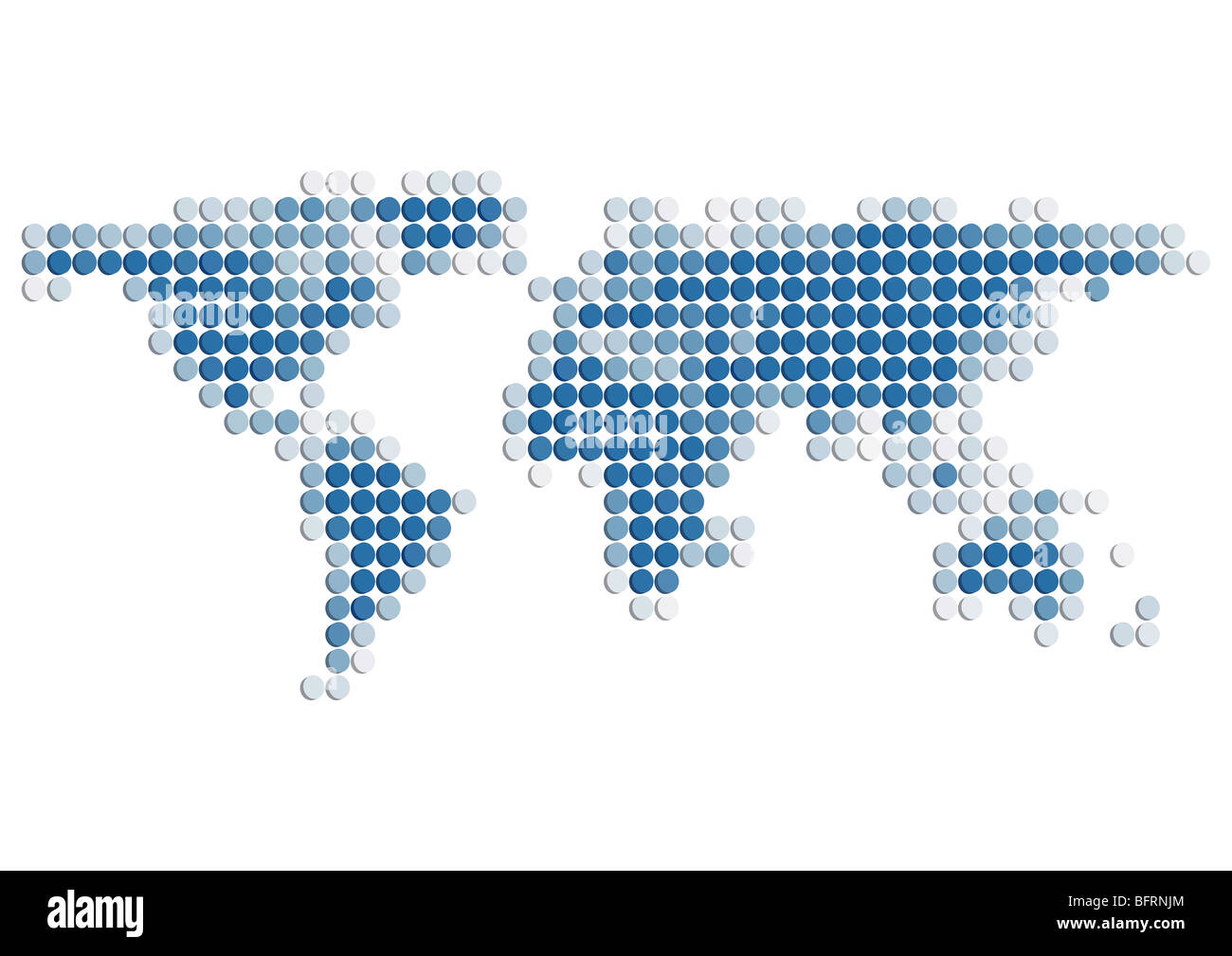 Weltkarte der blaue 3D Punkte Stockfoto
