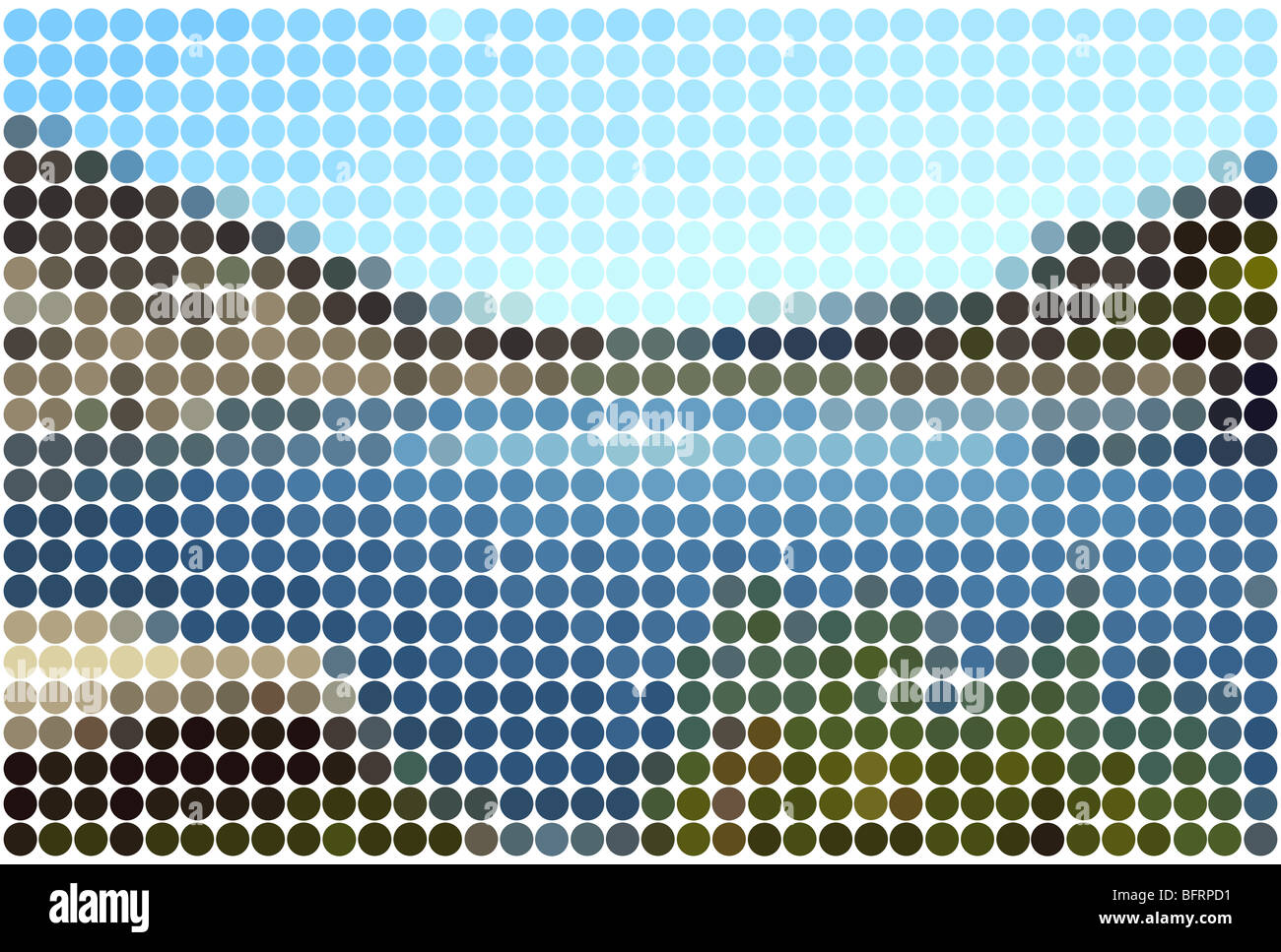 Hintergrund der Landschaft mit solide farbige Kreise in Mosaik-Fliesen-Effekt Stockfoto