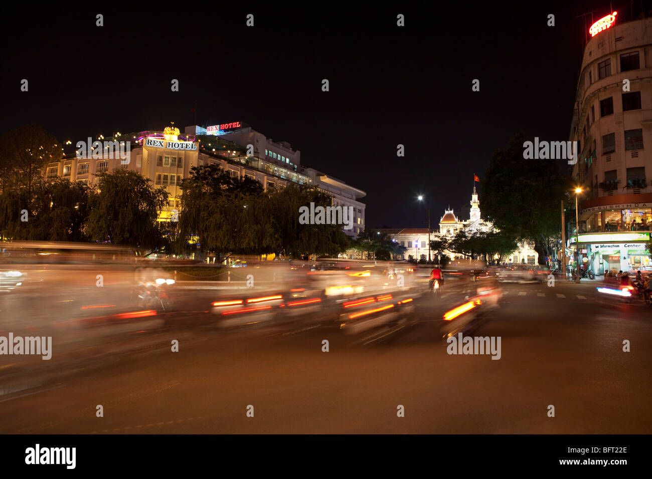 Stadtzentrum, Ho Chi Minh City Hall und das Rex Hotel, Ho Chi Minh, Vietnam Stockfoto
