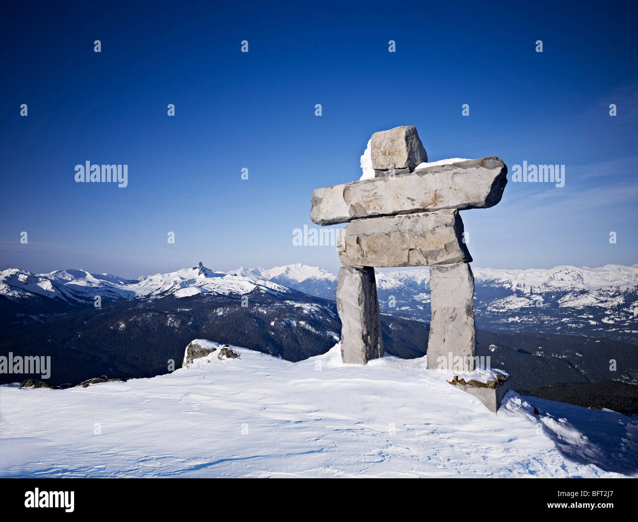 Inukshuk, Whistler Mountain, Whistler, Britisch-Kolumbien, Kanada Stockfoto