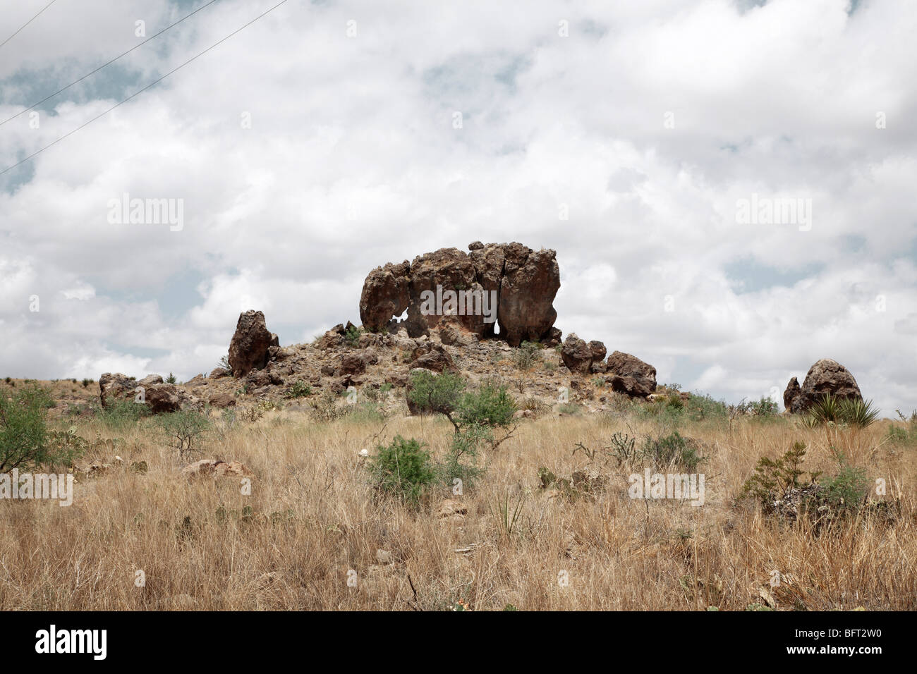 Rock-Formationen, Shafter, Presidio County, West Texas, Texas, USA Stockfoto