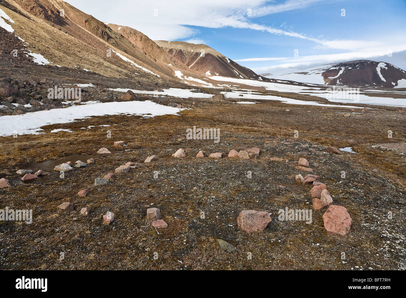 Inuit-Ausgrabungsstätte, Craig Harbour, Ellesmere Insel, Nunavut, Kanada Stockfoto