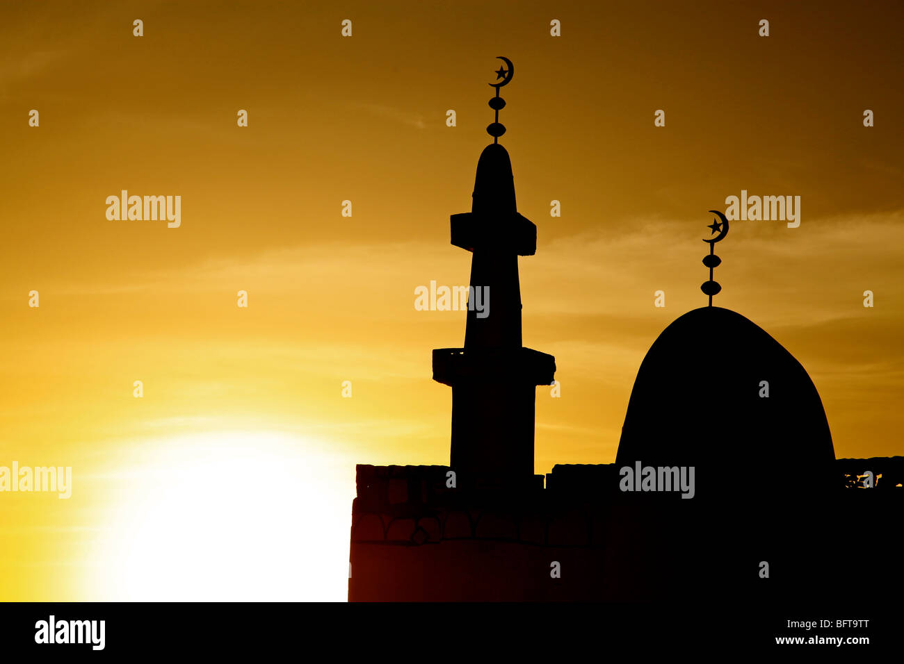 Moschee bei Sonnenuntergang fotografiert Stockfoto