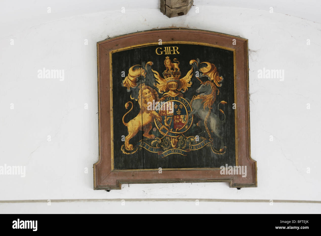 Königliche Wappen, George III, Kirche der Heiligen Jungfrau Maria, alte Dilton, Wiltshire, Stockfoto