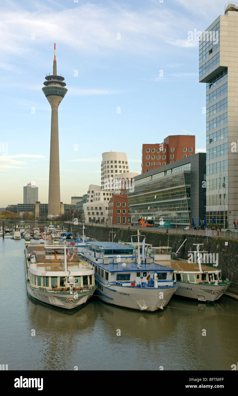 Düsseldorf Media Harbour, Nordrhein-Westfalen, Deutschland. Stockfoto
