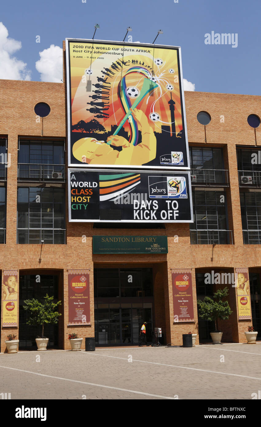2010 FIFA World Cup, South Africa Zeichen Poster zeigt auf Bill Board, Johannesburg, Südafrika, November 2009 Stockfoto