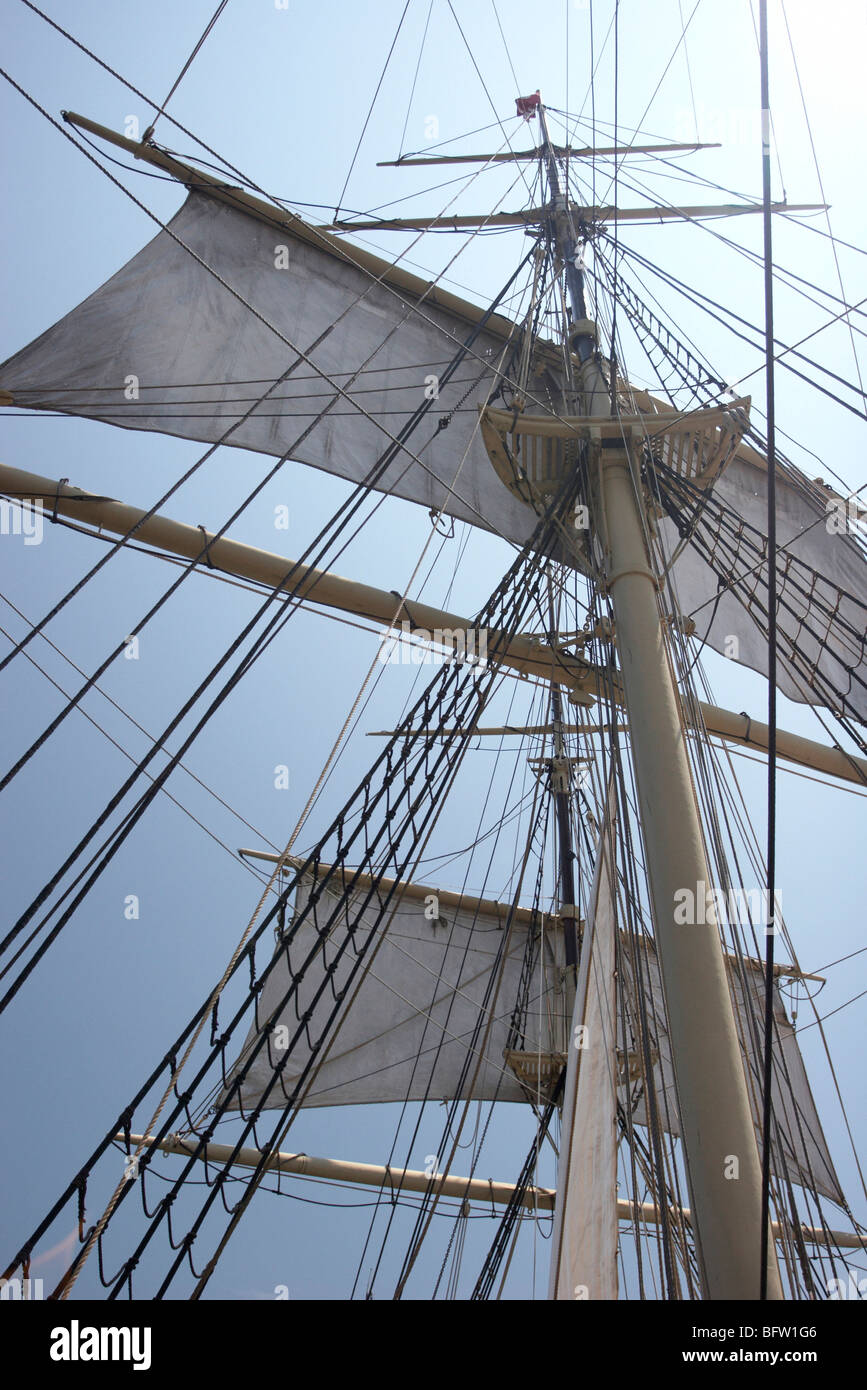 Blick auf ein Segelschiff des 19. Jahrhunderts Stockfoto