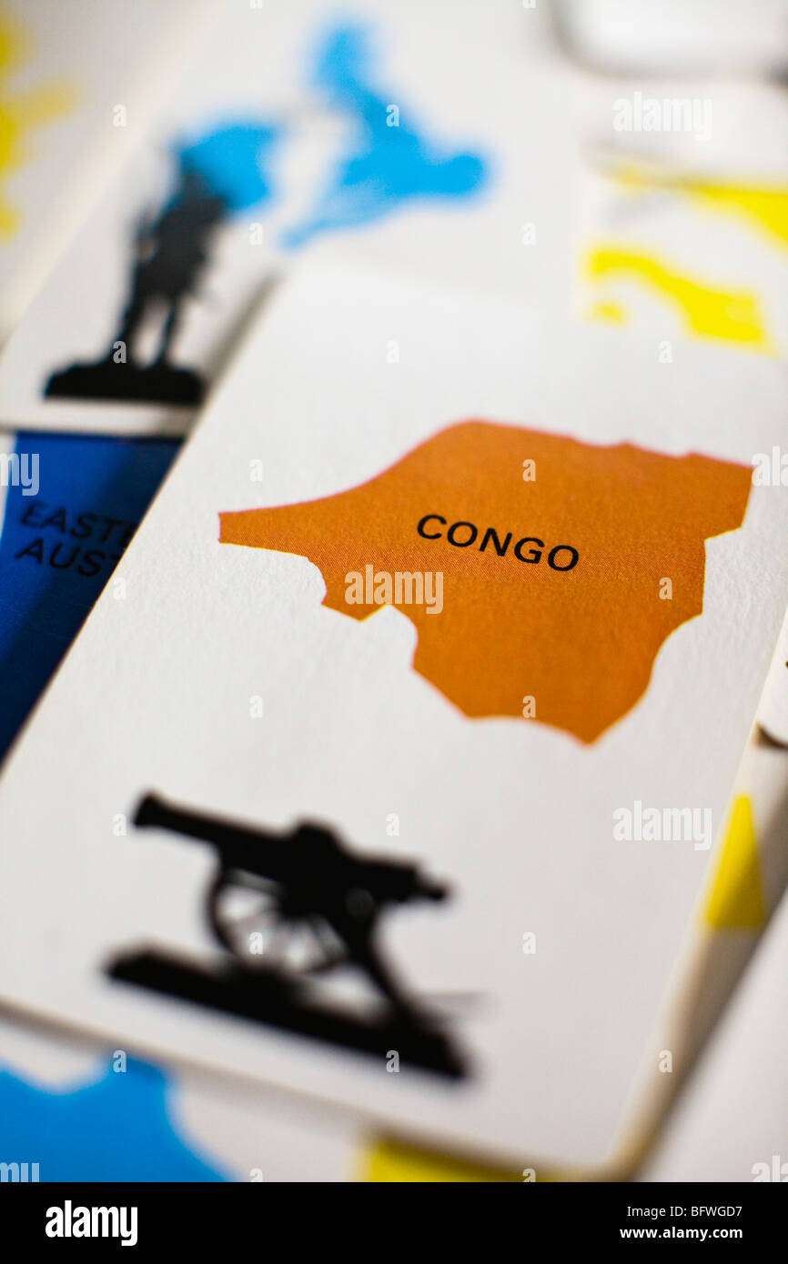 Die Kongo-Karte in das klassische Brettspiel "Risiko" Stockfoto