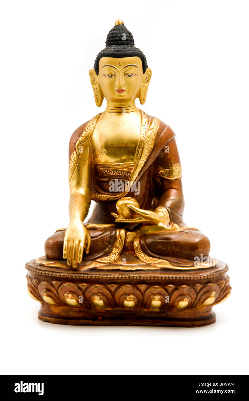 Sakyamuni Buddha auf einem weißen Hintergrund Stockfoto