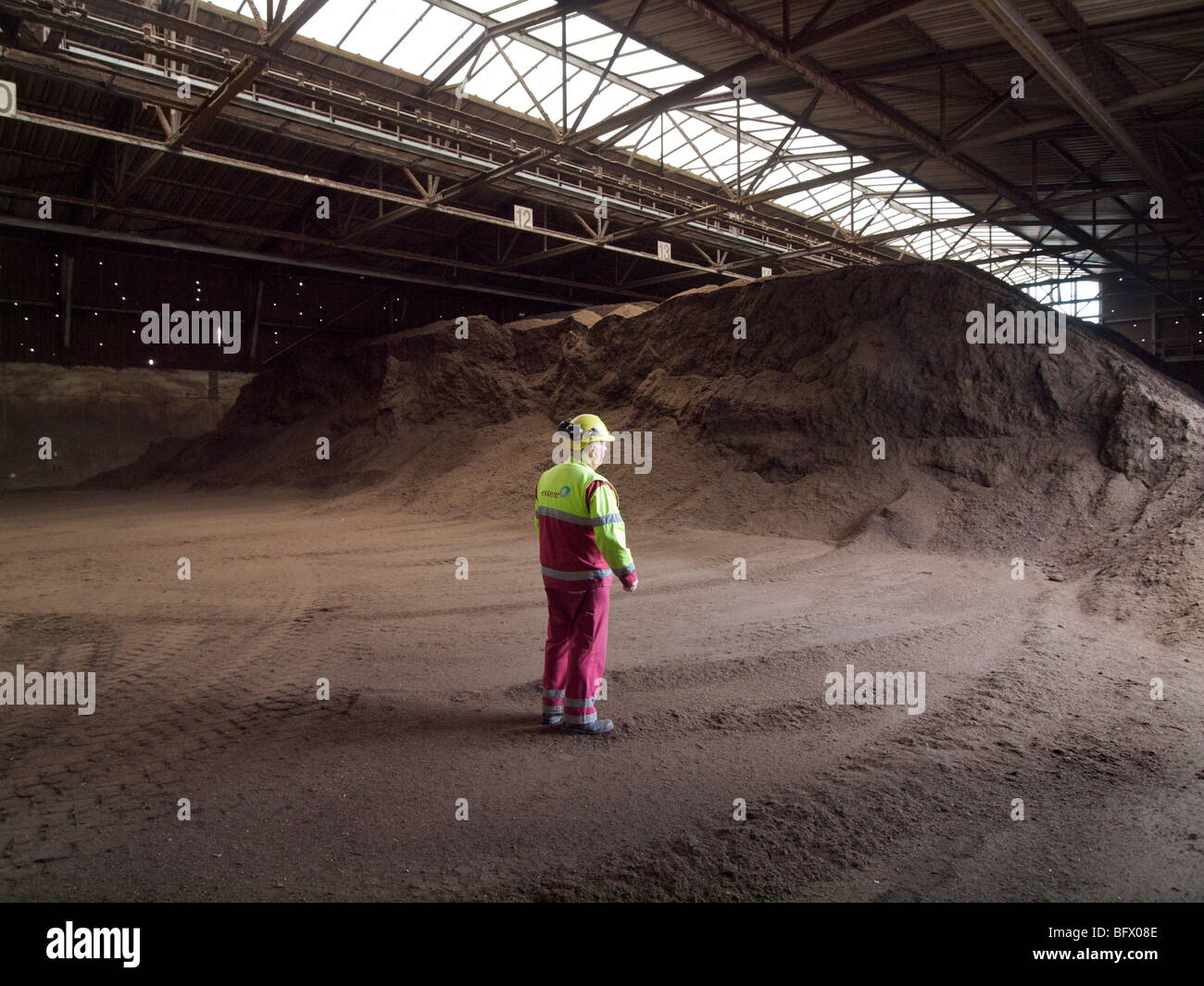 Die fertigen Kompost-Produkt bei einem Essent Kompostierungsanlage, Maastricht, Niederlande Stockfoto