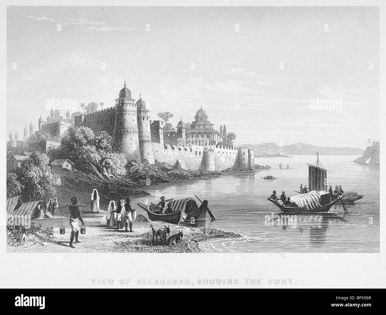 Ansicht von Allahabad, zeigt das Fort Stockfoto