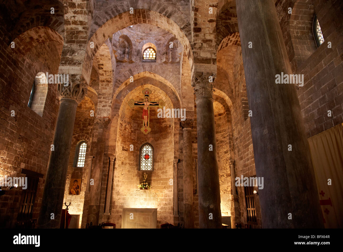 Innenraum der Cappella di San Cataldo, normannischen Stil Medievalo Kirche, Palermo, Sizilien Stockfoto