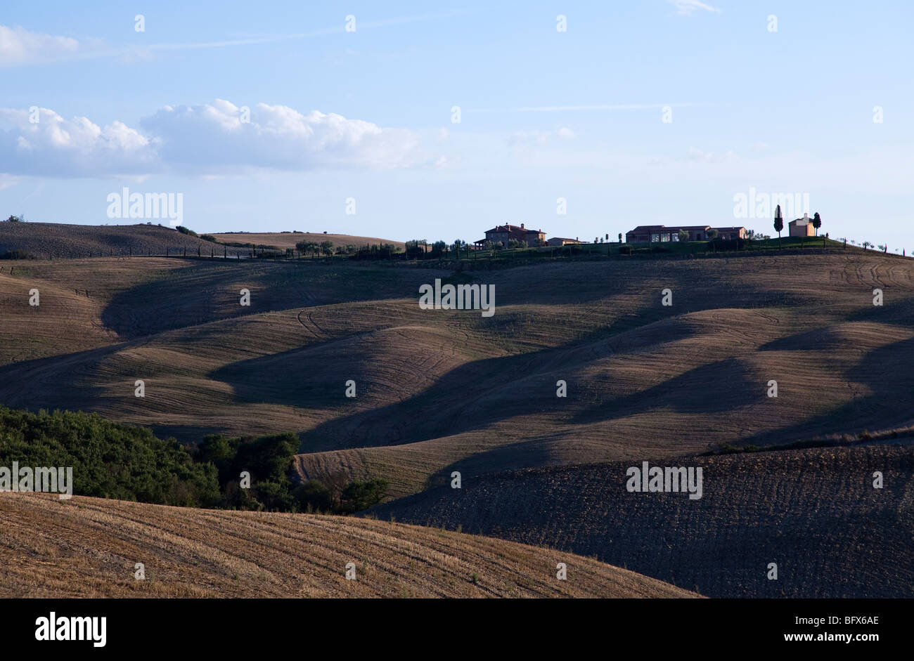 Italien, Toskana, Provinz Siena, die Crete Senesi, einem lehmigen landwirtschaftlichen Gebiet Stockfoto