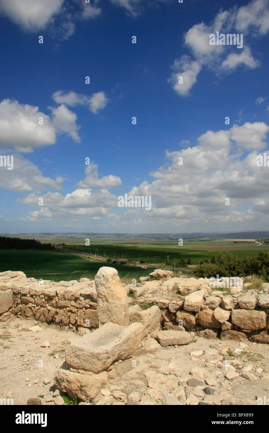 Israel, Jezreel Senke. Tel Megiddo, ein UNESCO-Welterbe Stockfoto