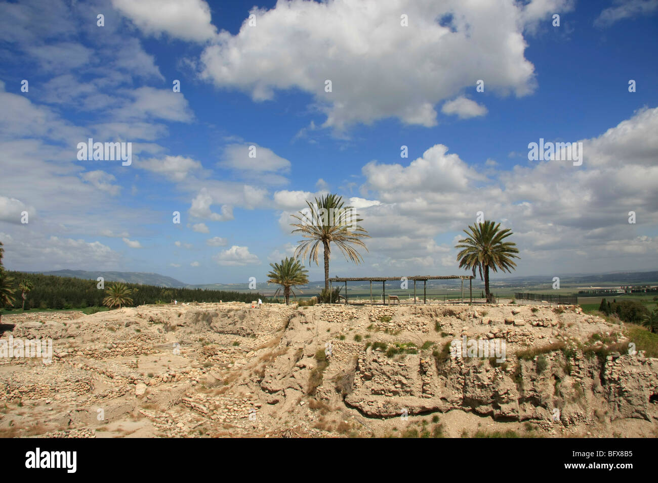 Israel, Jezreel Senke. Tel Megiddo, ein UNESCO-Welterbe Stockfoto