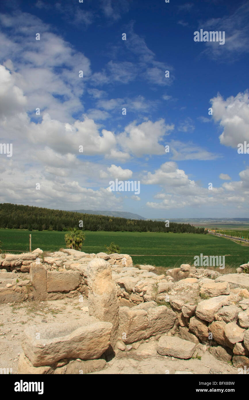 Israel, Jezreel Senke. Tel Megiddo, ein UNESCO-Welterbe Stockfoto