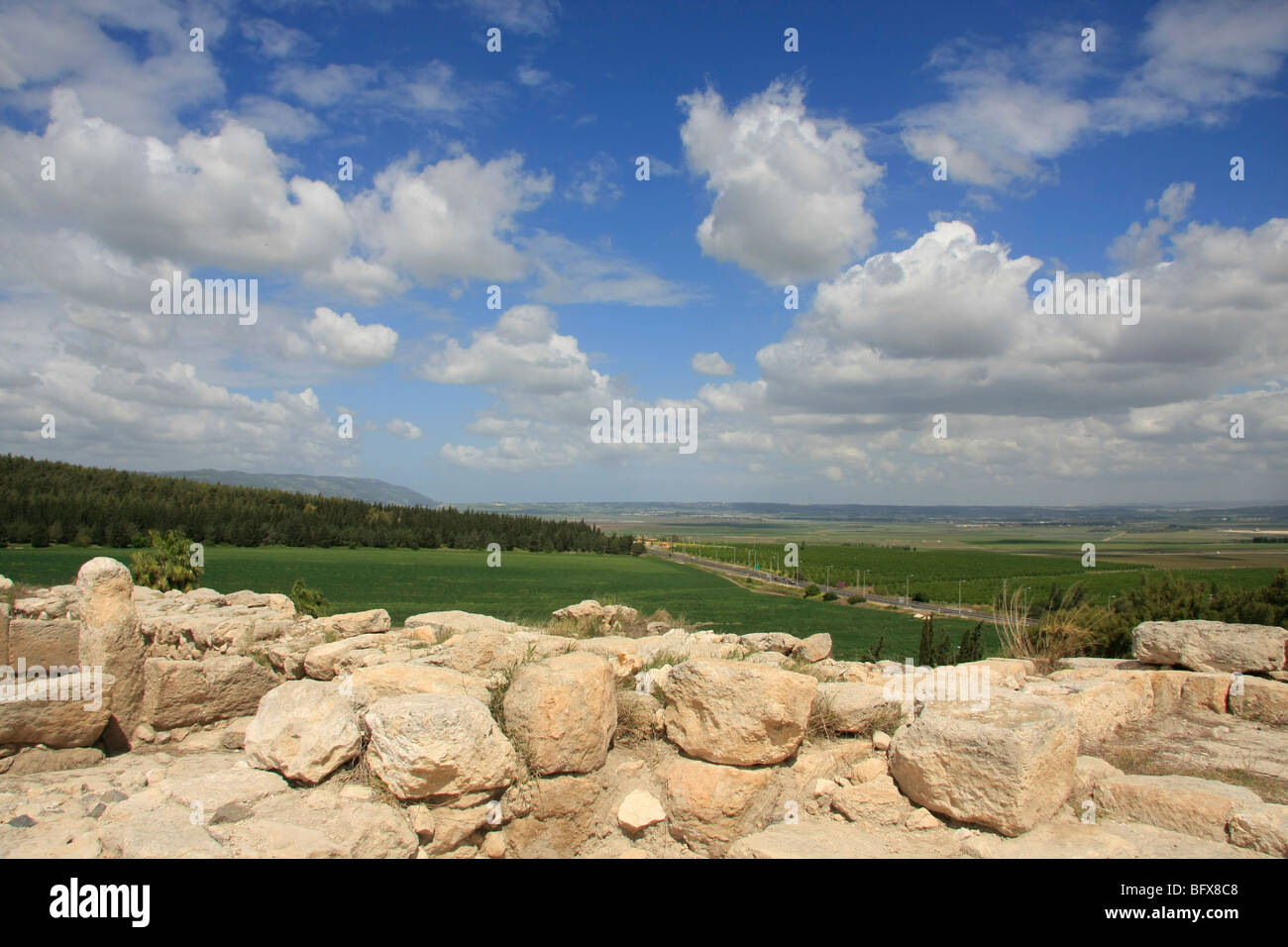 Israel, Jezreel Senke. Tel Megiddo, ein UNESCO-Welterbe Stockfoto