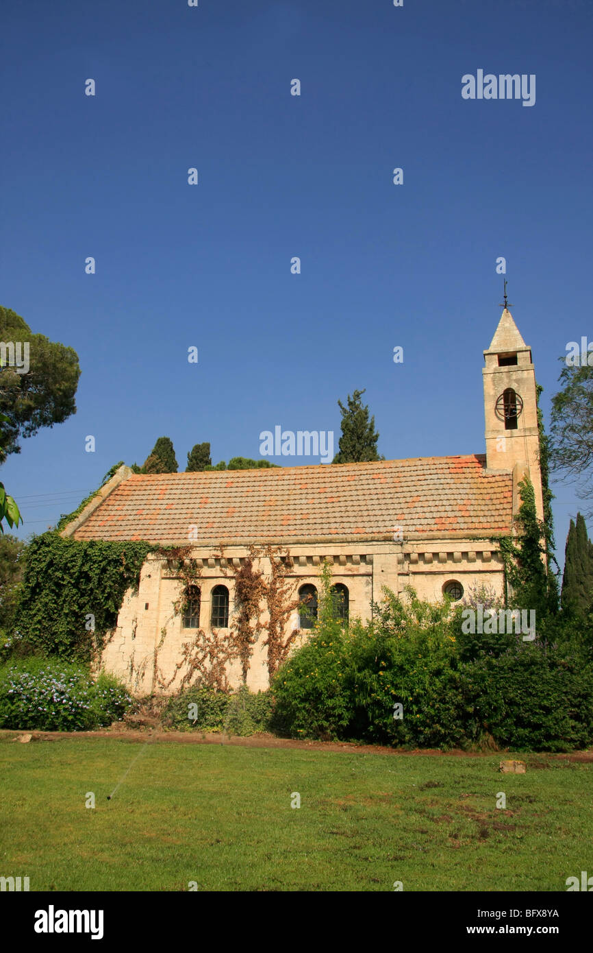 Israel, Alonim Hügel. Die alte Kirche in Alonei Aba, Templer Kolonie Waldheim Stockfoto