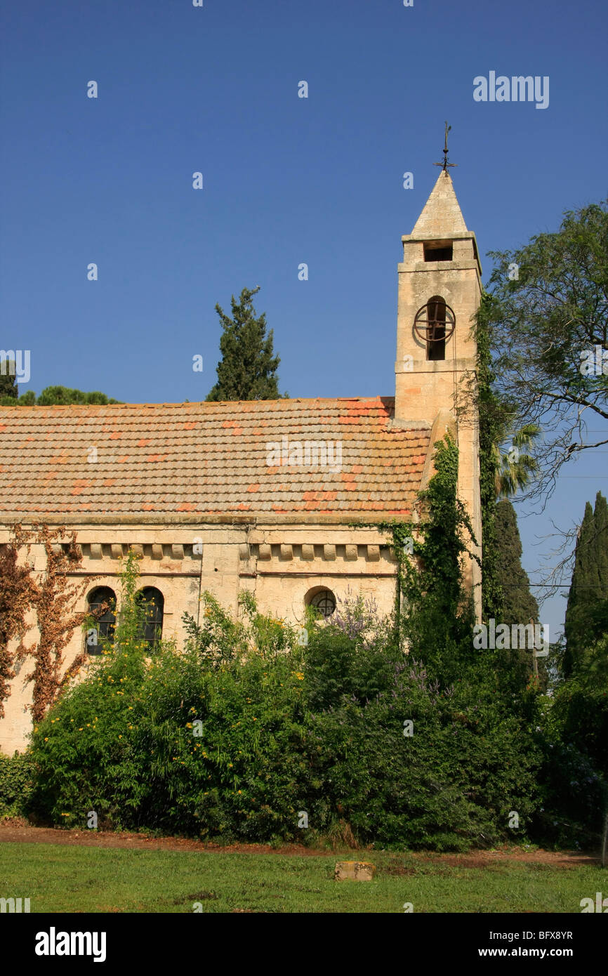 Israel, Alonim Hügel. Die alte Kirche in Alonei Aba, Templer Kolonie Waldheim Stockfoto