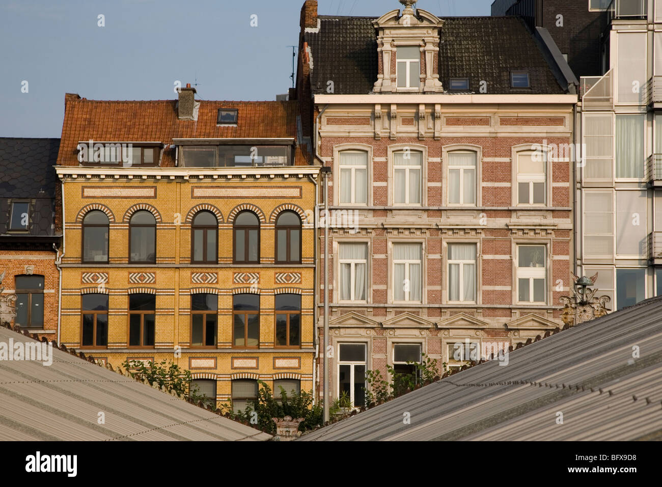 Typische Fassaden, Antwerpen, Belgien, Europa Stockfoto