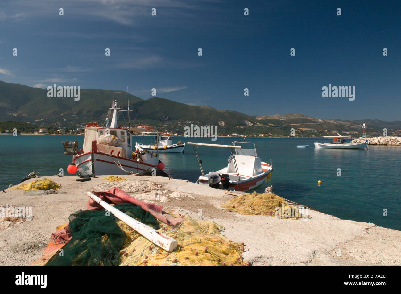 Griechenland. Zakynthos. Zante. Griechische Insel. Oktober. Westen über die Bucht auf Alikes anzeigen Stockfoto