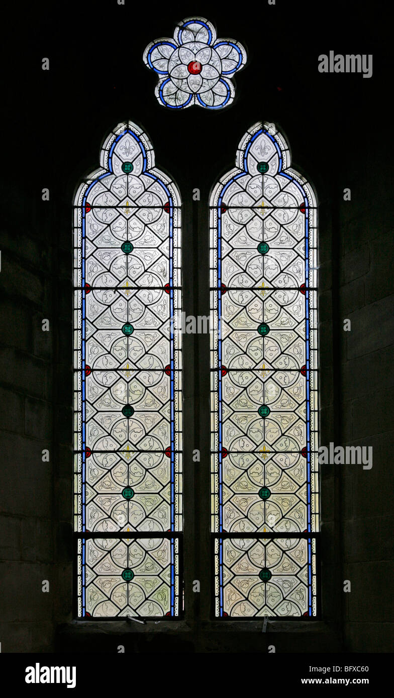 Eine Grisaille Buntglasfenster, St. Gregor Kirche, Offchurch, Warwickshire Stockfoto