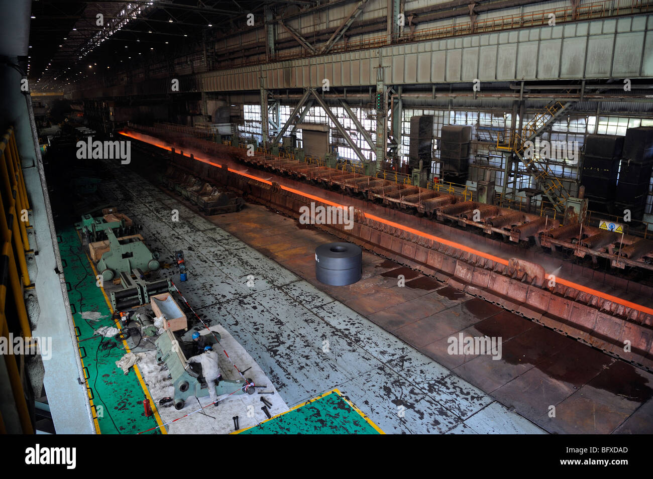Geschmolzene Kochplatte Stahl, gerollt in Shanghai Baosteel Fabrik. 20. Oktober 2009 Stockfoto