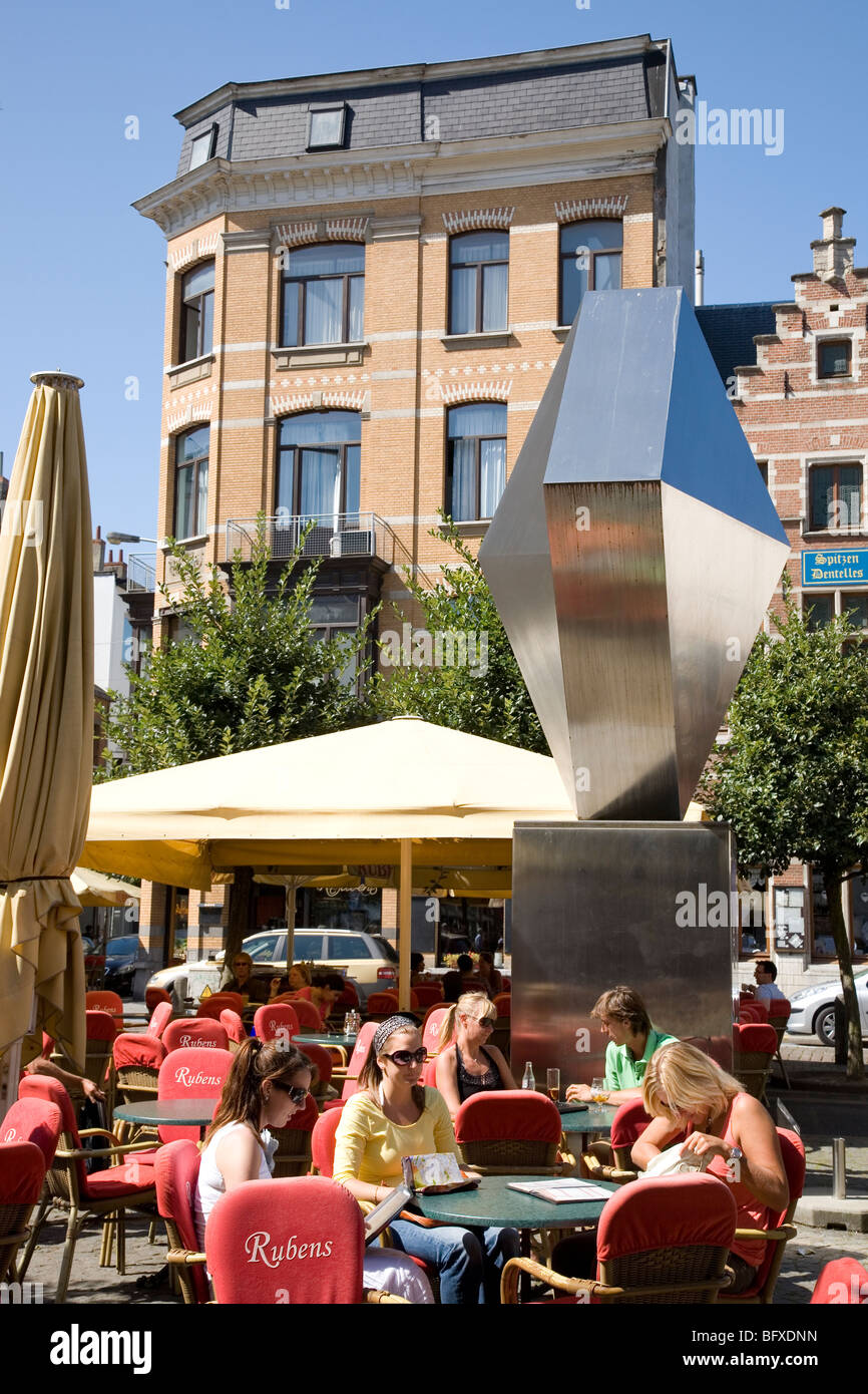 Rubens Cafe Terrasse, Antwerpen, Belgien, Europa Stockfoto