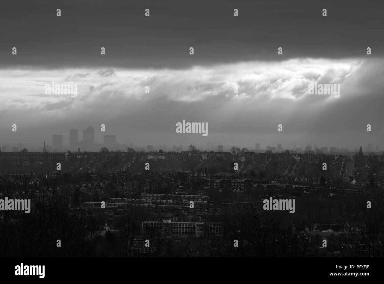 Blick von Alexandra Palacel gegenüber Canary Wharf Stockfoto
