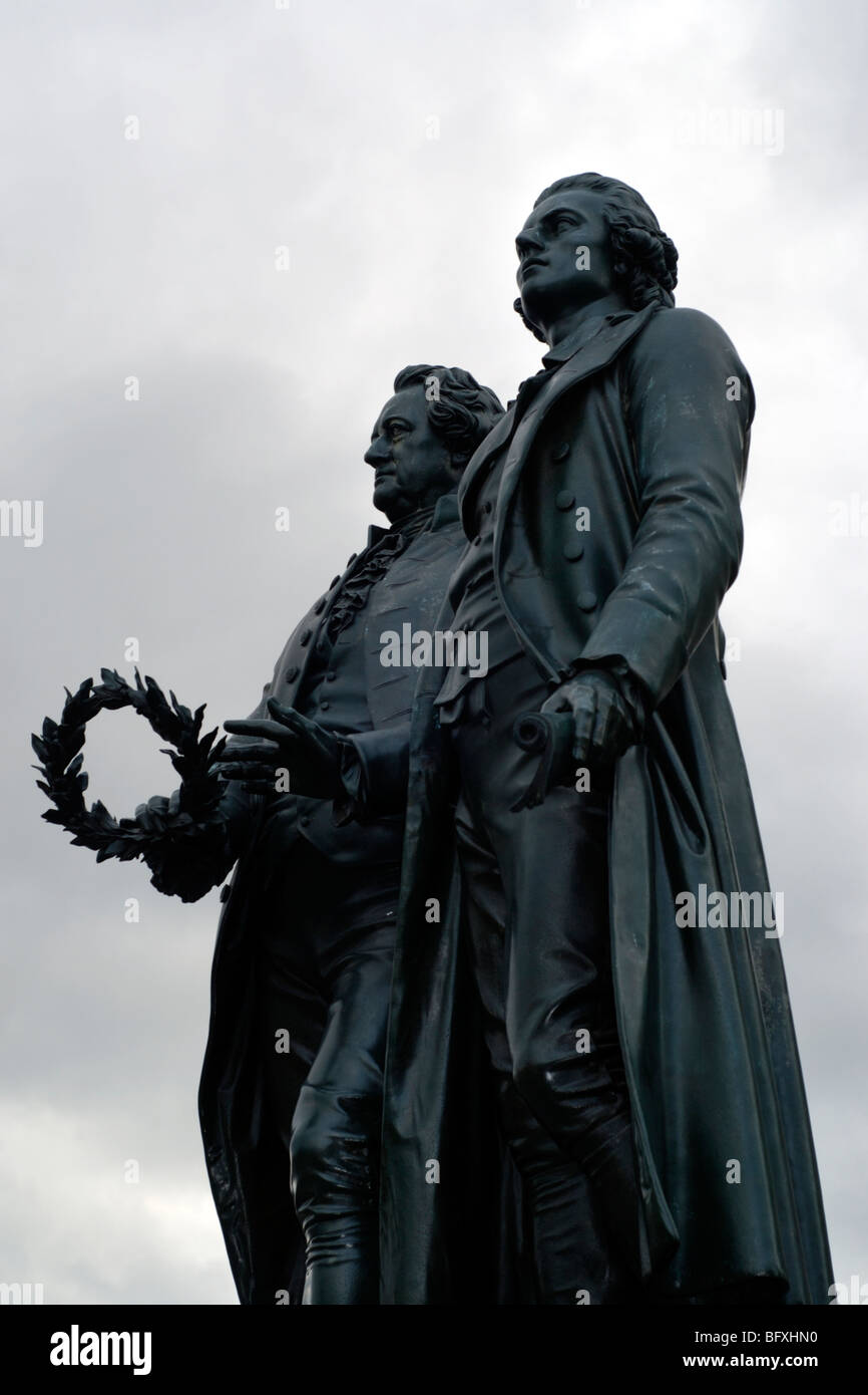 Schiller und Goethe-Denkmal, Weimar, Deutschland Stockfoto