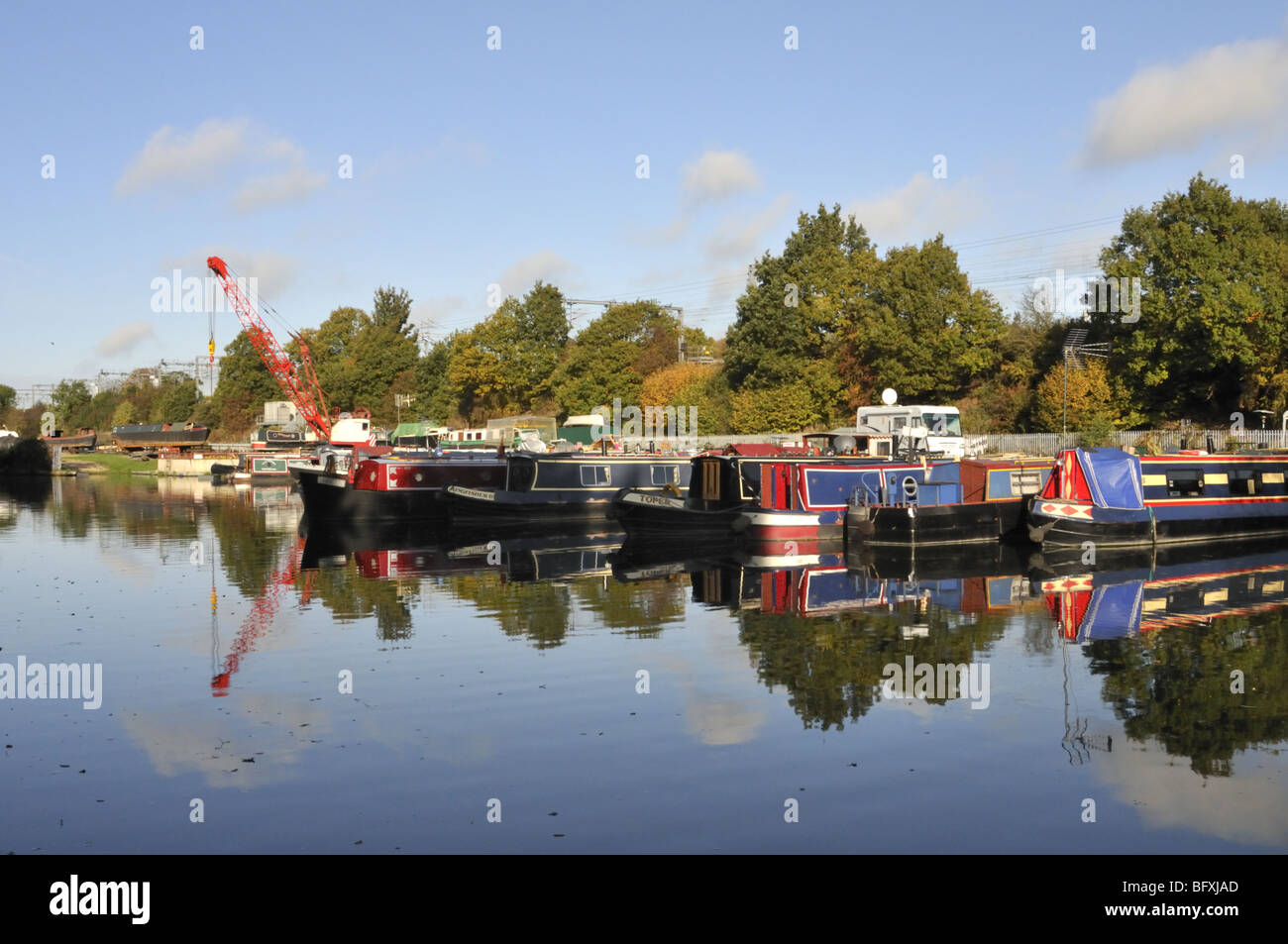 Winkwell Dock am Grand Union Canal, Hertfordshire, UK. Stockfoto