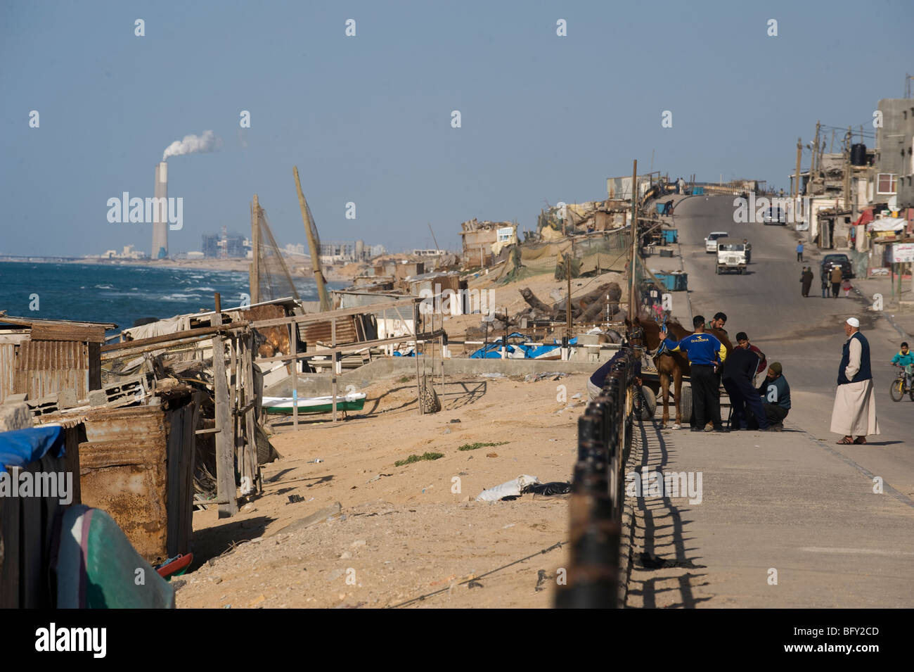 Gaza-Streifen Straßenszene in Richtung Aschkelon. Stockfoto