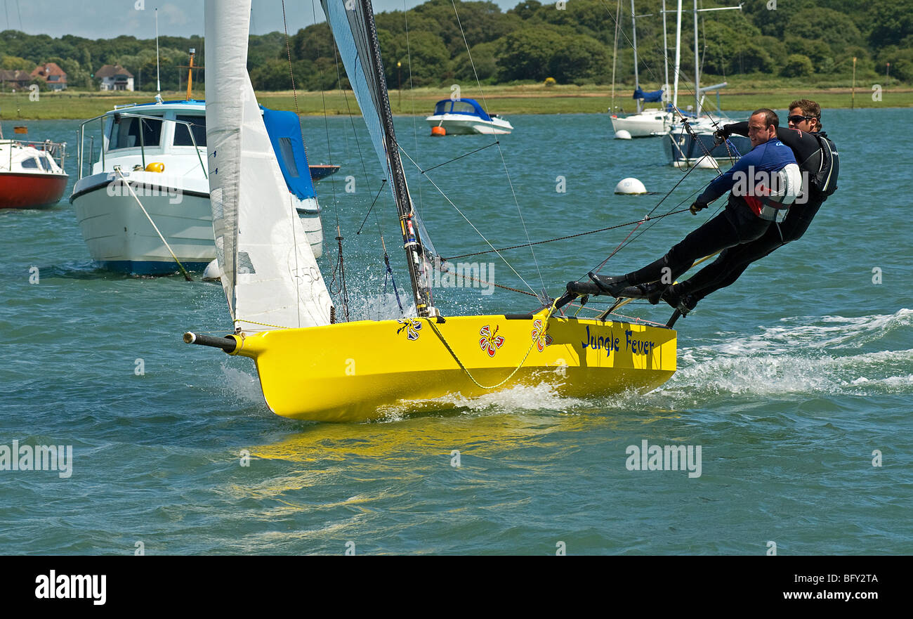 International 14 Rennen in Itchenor, East Sussex. Stockfoto