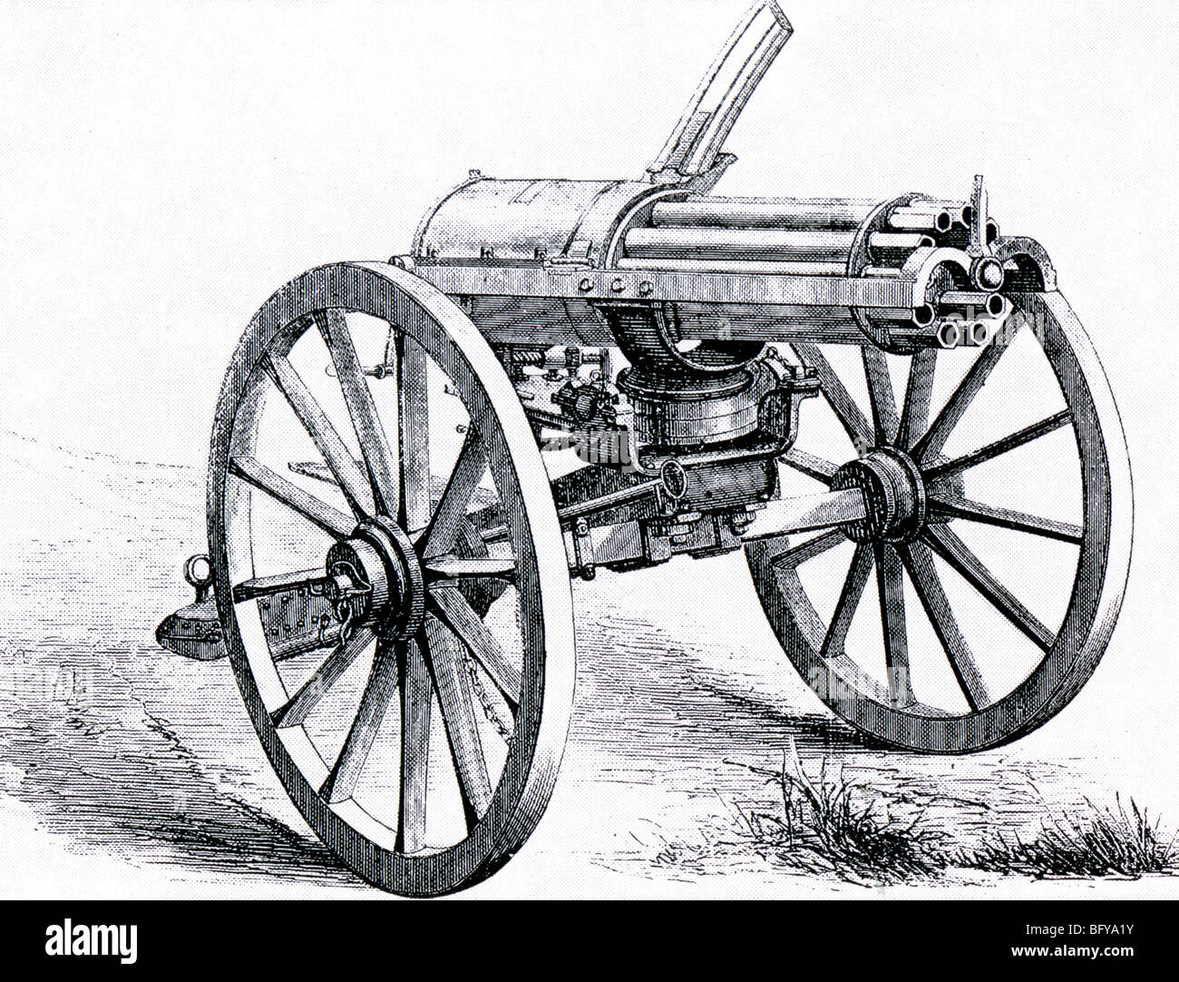 GATLING-KANONE 1862 MODELL. Eines der ersten Modelle von American Erfinder Dr. Richard Jordan Gatling entworfen Stockfoto
