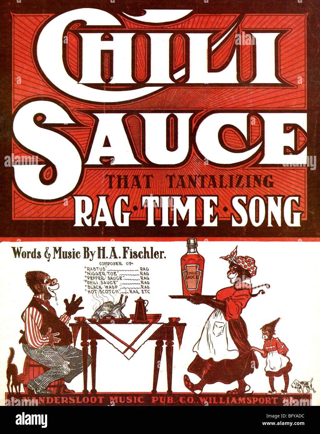 RAGTIME - Noten für Chili-Sauce, komponiert von Harry Fischler im Jahre 1910 Stockfoto