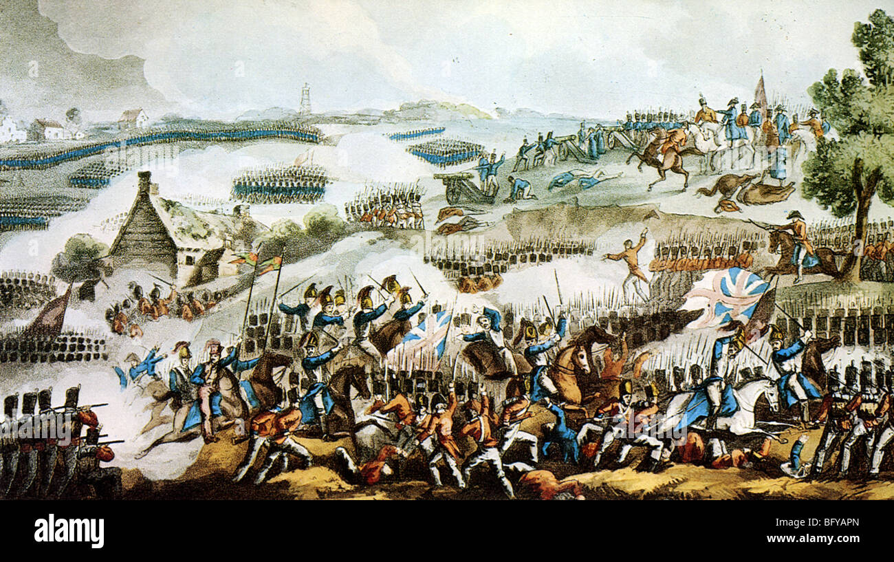 Schlacht von WATERLOO 1815 - die Aktion um Quatre Bras Stockfoto