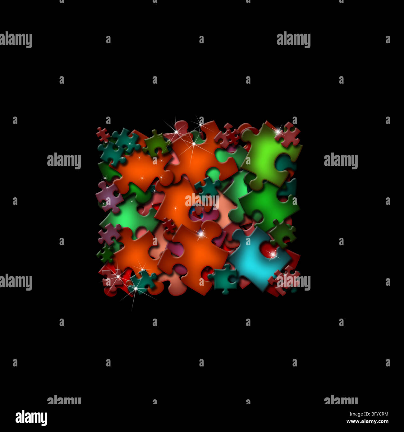 Es ist eine abstrakte Form von bunten Puzzleteilen Stockfoto