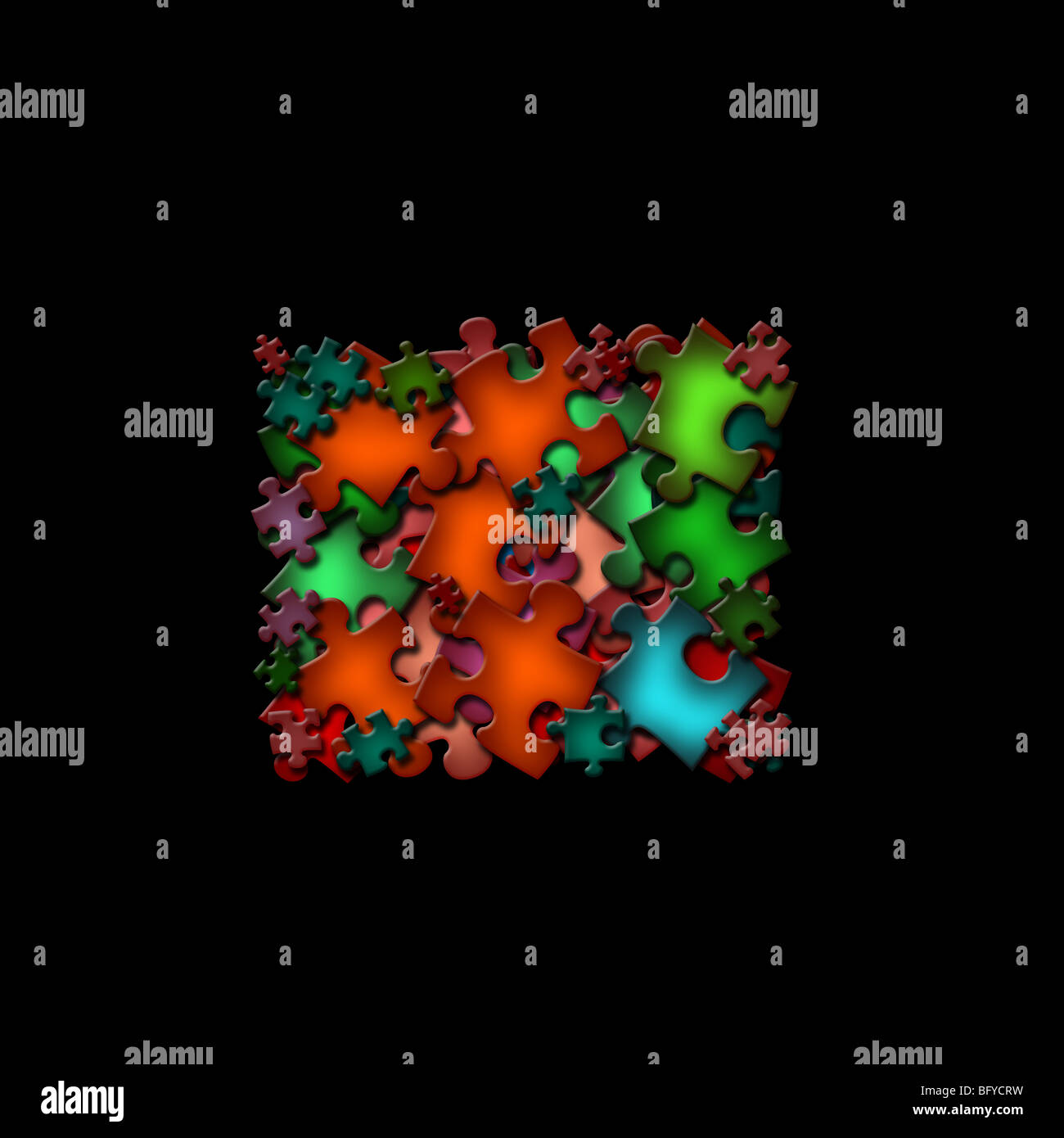 Es ist eine abstrakte Form von bunten Puzzleteilen Stockfoto