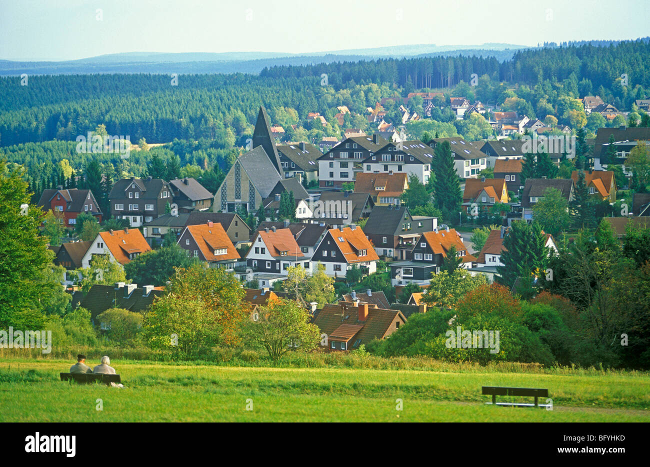Teil der Stadt Braunlage, Harz Mountains, Niedersachsen, Deutschland Stockfoto
