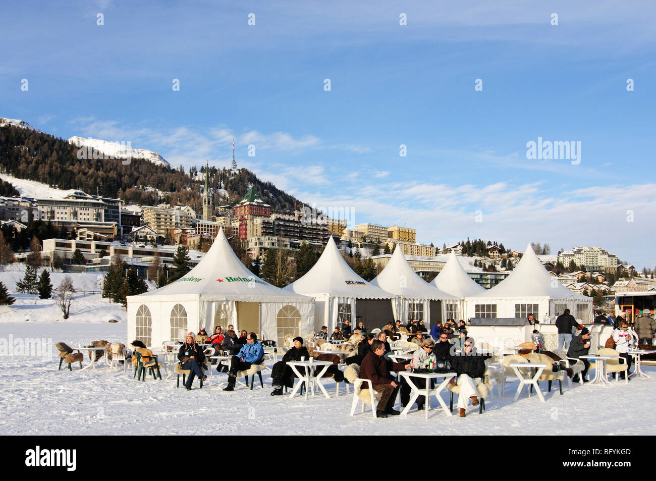 Lakeside Bar, St. Moritzersee, Kanton Graubünden, Schweiz, Europa Stockfoto