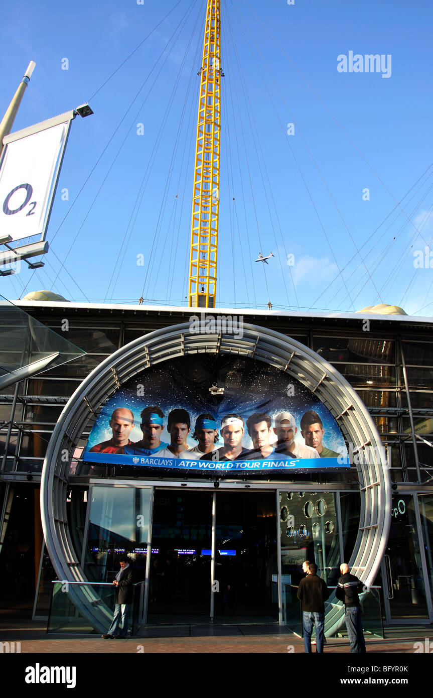 Eingang zum 02 Arena, Canary Wharf, London Borough of Tower Hamlets, London, England, Vereinigtes Königreich Stockfoto