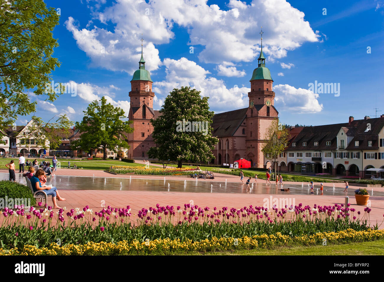 Senken Sie, Marktplatz und Pfarrkirche, Freudenstadt, Schwarzwald, Baden-Württemberg, Deutschland, Europa Stockfoto