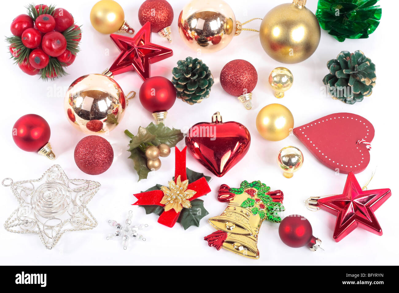 Weihnachtsschmuck in weiß Stockfoto