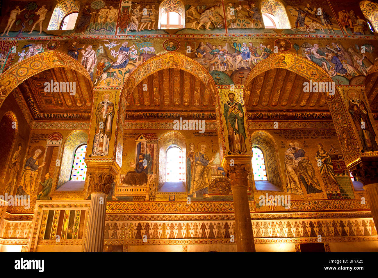 Szene aus der Bibel. Byzantinische Mosaiken aus der Pfalz Chapelin Normannenpalast, Palermo Sizilien Stockfoto