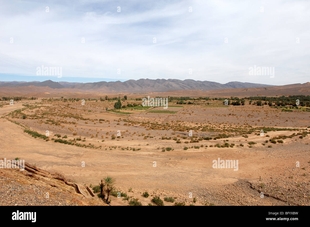 Landschaft in der Nähe von Sahara Wüste Grenze Marokko Stockfoto