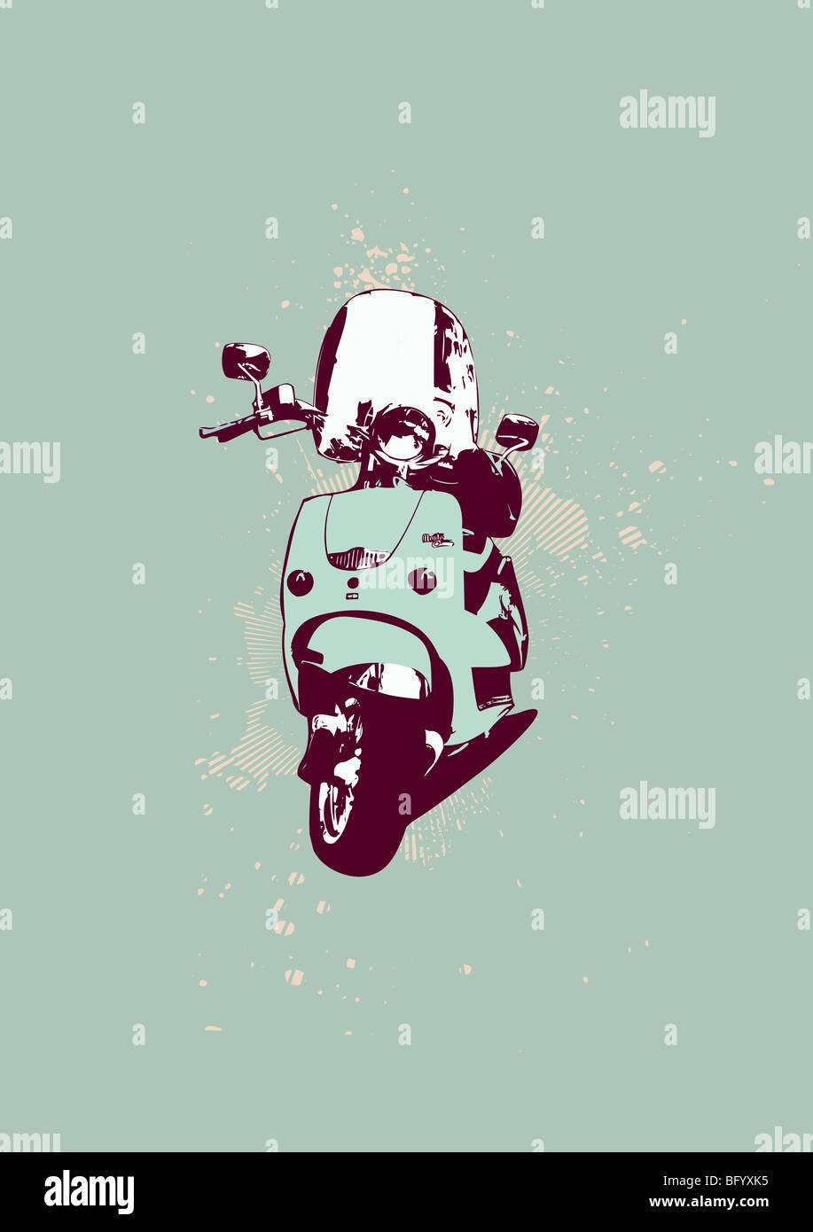 Retro-Stil von Scooter Bike. Grunge-Stil. Vektor-Illustration. Stockfoto