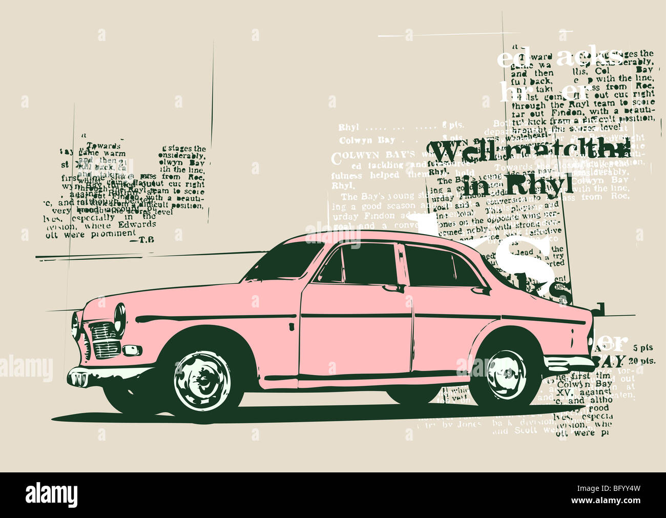 Vektor-Illustration der alten Vintage benutzerdefinierte Liebhaberfahrzeug Stockfoto