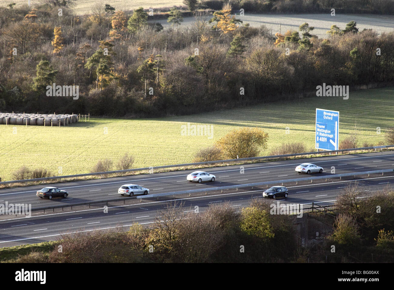 M40 Autobahnverkehr Oxfordshire November 2009 Stockfoto