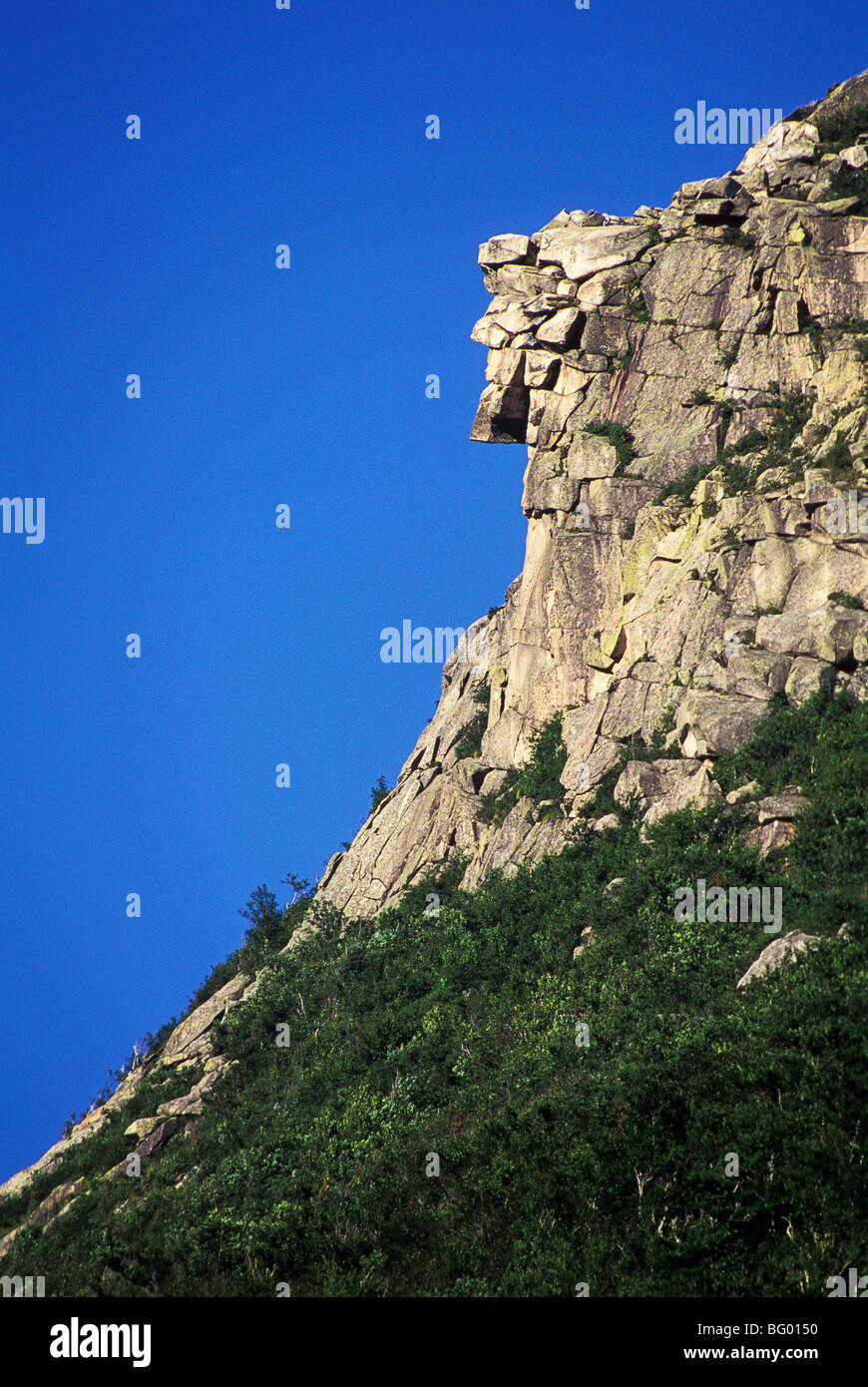 Der alte Mann des Berges, Cannon Mountain in White Mountains in New Hampshire, USA (es stürzte am 3. Mai 2003) Stockfoto